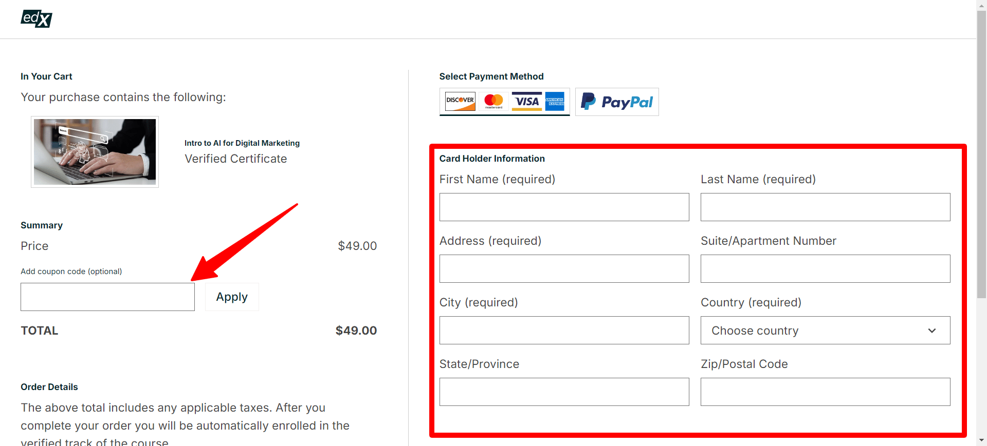 edX payment