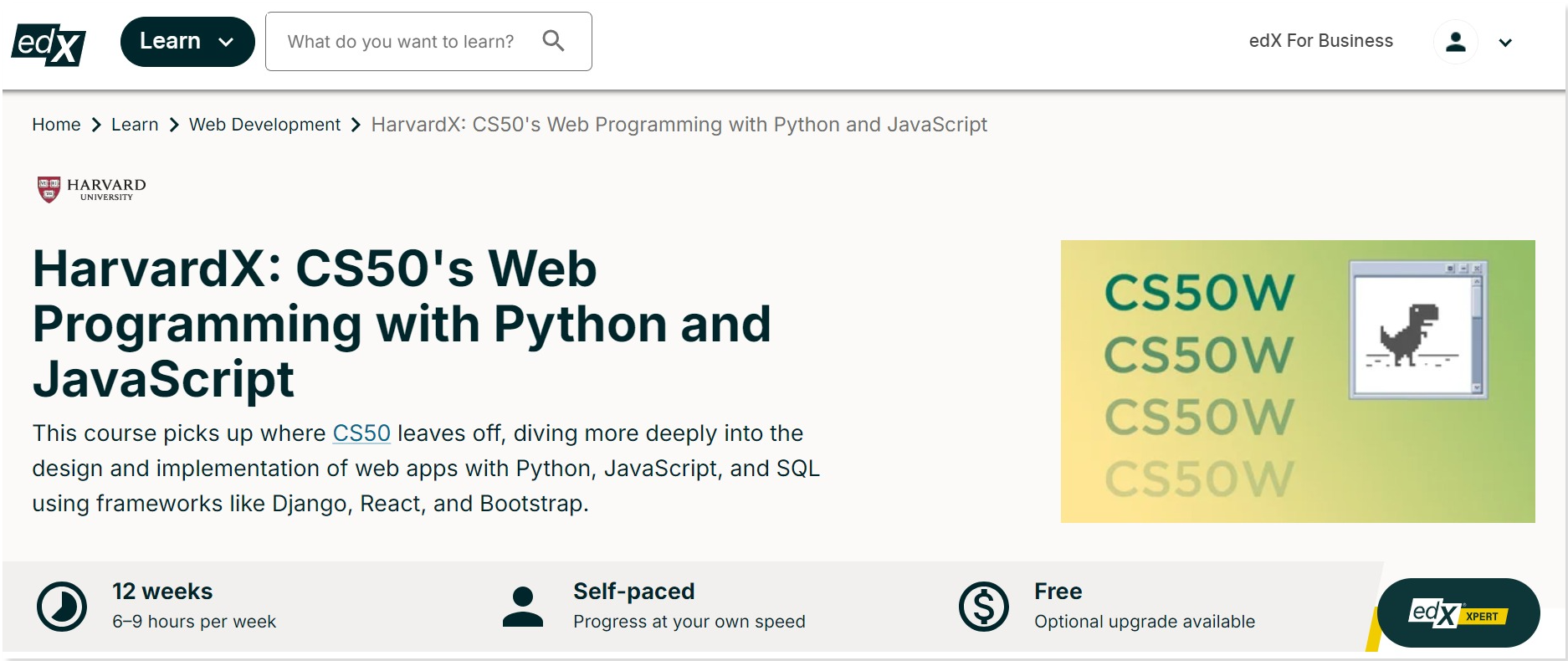 edX CS50's Web Programming with Python and JavaScript (Harvard University) Course