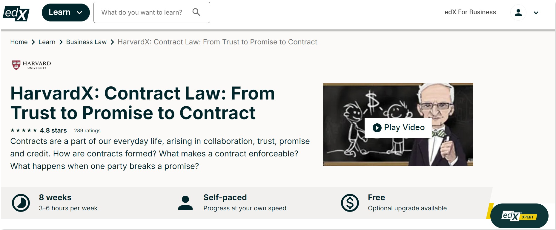 edX Contract Law (Harvard University) course