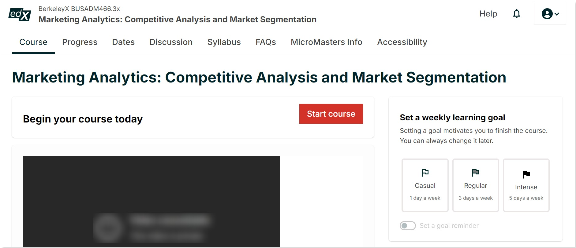 edX Marketing Analytics course