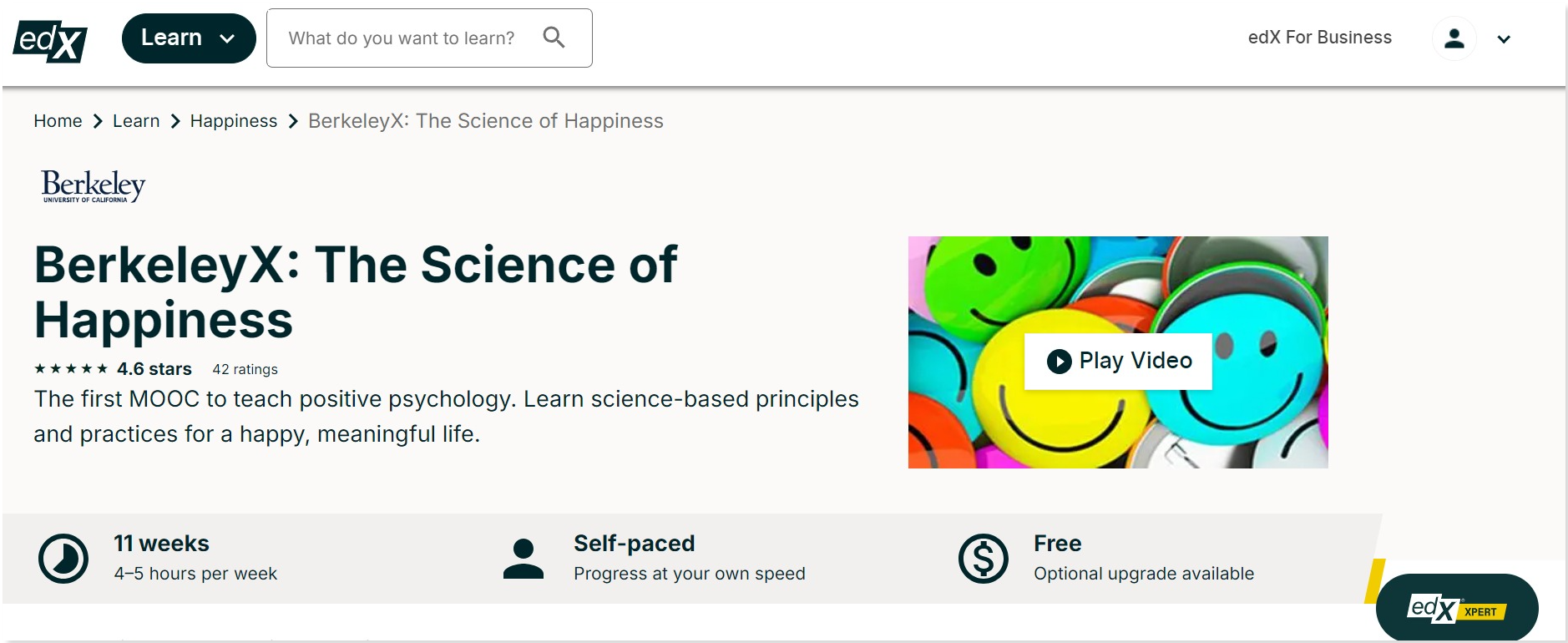 edX The Science of Happiness Berkeley course